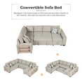 thumbnail image 4 of Harper & Bright Designs Sectional Sleeper Sofa with Pull Out Sofa Bed, U Shaped Sleeper Sectional Couch with Storage Chaise, Chenille Sectional Sofa with USB Ports for Living Room, Beige, 4 of 20