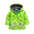 thumbnail image 2 of Imperméable à Capuche pour Petites Filles Motif Fleur Imprimé Simple Boutonnage Coupe-Vent Extérieur, 2 of 3