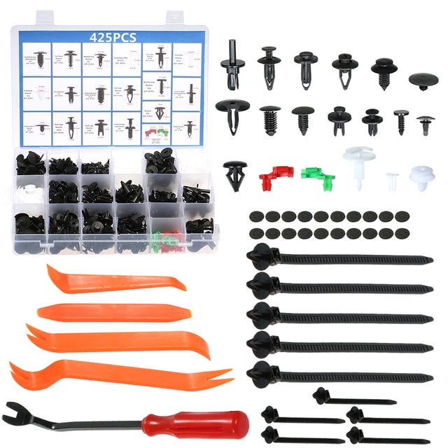 Yeacher 460Pcs Fasteners Kits & Trim Removal Tool Retainer Clips Rivet Nut Car Push Pin Rivet Fasteners Trim Panel Body Moulding Clips Fit for GM Chrysler