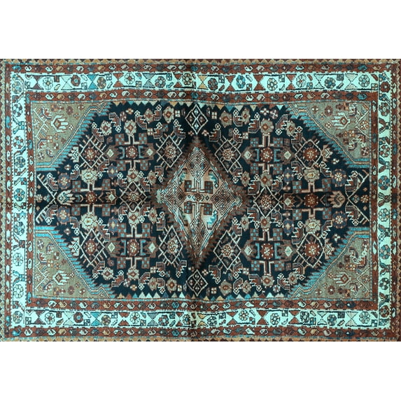 Ahgly Company Indoor Rectangle Persian Light Blue Traditional Area Rugs, 2' x 5'