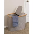 thumbnail image 6 of BirdRock Home Divided Bamboo & Canvas Hamper - Grey, 6 of 9