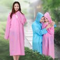 thumbnail image 4 of Inteprter Capa de lluvia Senderismo Chubasquero Botón Poncho Color sólido Viajes Adultos Ropa impermeable Multifuncional para actividades al Paraguas de lluvia Rosado, 4 of 5
