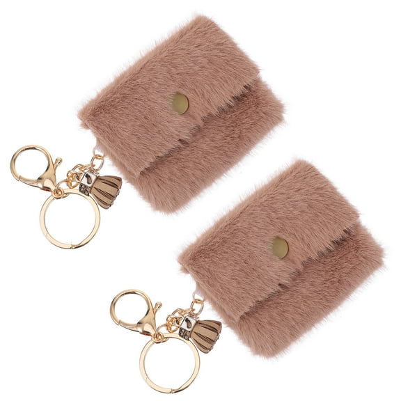 WRITWAA 2-Pack Mini Plush Purse Bag Charms Keychain Pendant Accessories in Khaki for Women and Girls Stylish Cute