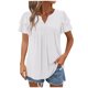thumbnail image 1 of Camisetas Casuales de Manga Corta de las Mujeres con Cuello en V, Cuello Redondo, Color Sólido Blusa Ligera de Poliéster, 1 of 7