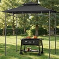 thumbnail image 3 of 8'x5' Grill Gazebo,Asofer Double Tier BBQ Canopy with Vented Top, Outdoor Steel Frame Shelters with Shelves and Hooks for Backyard Patio,Dark Gray, 3 of 10
