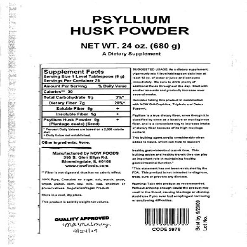 NOW Psyllium Husk Powder, 24Ounce