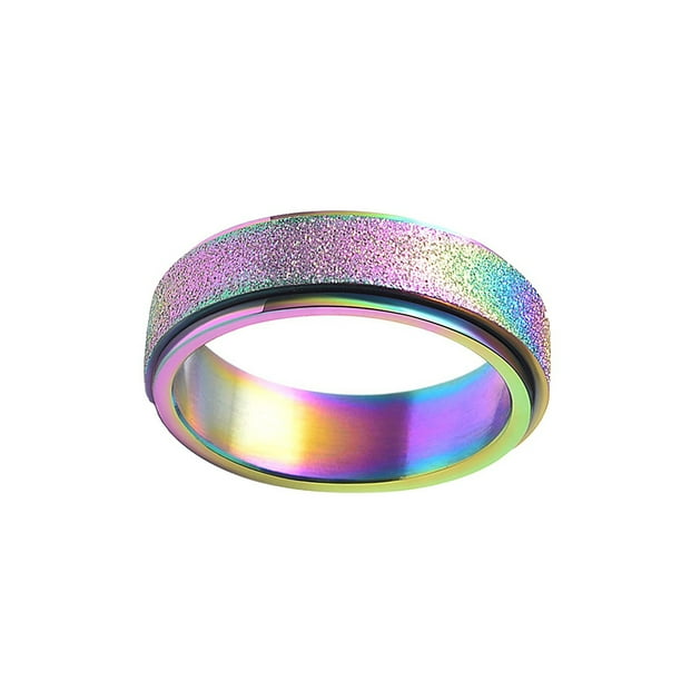 Anillo giratorio Minnieouse Anillo de acero inoxidable antiestrés tamaño 6
