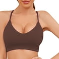 thumbnail image 4 of Convertible Bra! Audhol Women's Knitted Thread Fixed Shoulder Strap Strap Triangular Cup Backless Back Sports Bra Padded Bralettes for Women Coffee M, 4 of 4