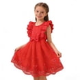 thumbnail image 4 of hengsof Robes pour Filles Robes Sans Manches à Volants Robes à Nœud Sucré Robes Imprimées à la Mode Robes en Tulle Style Princesse Mignon, 4 of 6