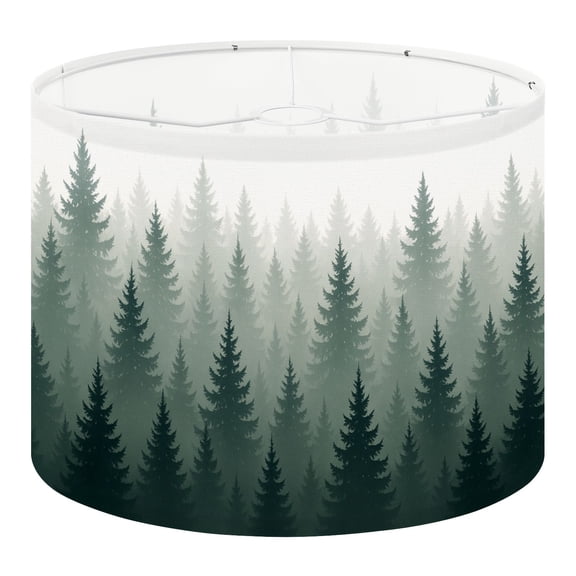 Linen Drum Lampshades Forest nature landscape Evergreen coniferous trees Pine 13"x13"x10" Light Shade for Table Lamps Floor Lamps Drum Lamp Shades Lampshade Replacement Assembly Required