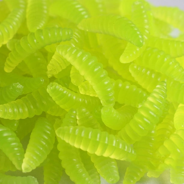 Sonducket 100 UNIDS Señuelo de Pesca Gusano Realista Gusano Grub Cebo Cebo Artificial de Silicona Cebos de Lombriz Olor Camarón Aditivo Bass Carp Pescar verde Sonducket OD000536-03