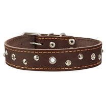 Genuine Leather Studded Dog Collar, 1.25" Wide. Fits 16"-19" Neck (Brown)