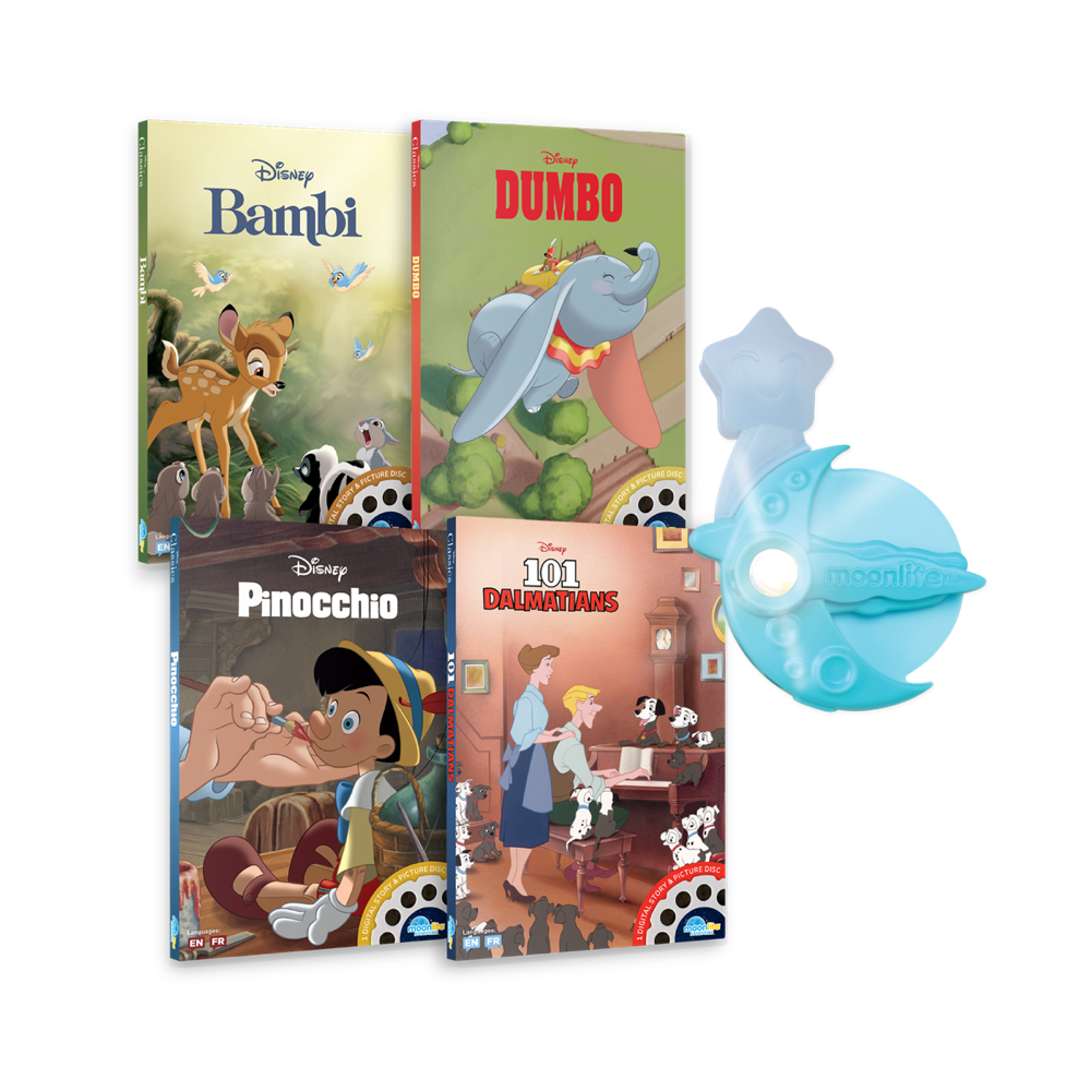 Moonlite Disney Classics 4 Electronic Learning Systems Story Collection with Moonlite Projector
