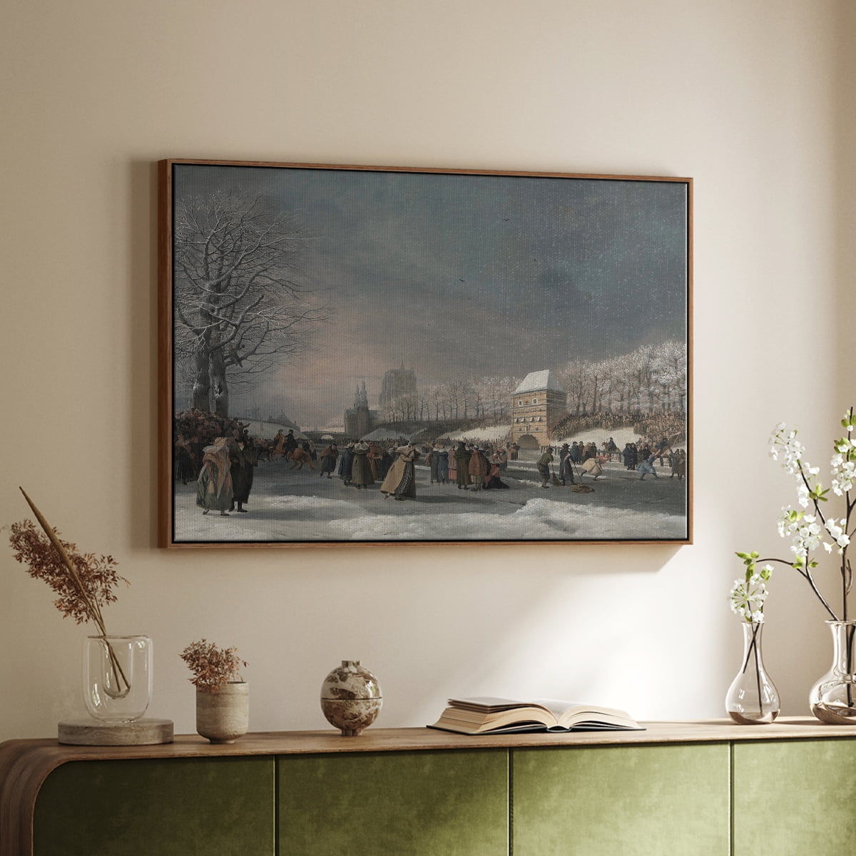 Vintage Landscape-CCCLXXXVII By Wexford Home Framed in Walnut Wood Gallery Wrapped Canvas 25 in. x 37 in.