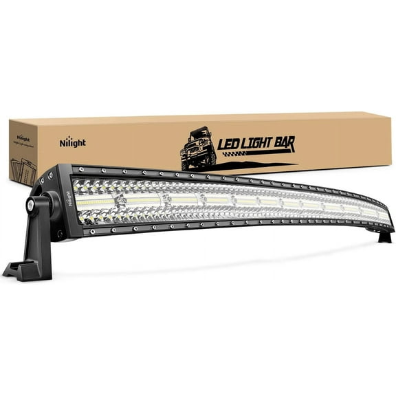 Nilight 50“ LED Light Bar Curved Triple Row Spot Flood Combo Work Lights 384 LED Chips High Power Driving Lighting Off Road Lights for Trucks SUV UTV ATV Truck 4x4 Boat