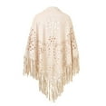 thumbnail image 3 of Hauaitttt Women Loose Suede Fringes Open Cape Poncho Scarf with Punch Pattern Graceful Fringes Dropshipping Shawl Head Scarf Wrap for Women Scarf with Sleeves Womens Fashion Blanket Scarf for Women, 3 of 4