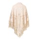 thumbnail image 3 of Bufanda poncho abierta con flecos de ante para mujer - Estampado perforado, poliéster, talla única - 190 cm de largo, 3 of 4