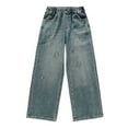 thumbnail image 4 of Jeans Girls Floral Embroidered Jeans Girls Straight Leg Wide Leg Jeans High Waist Baggy Jeans Girls Casual Girls Jeans Size 6-7 Years, 4 of 9