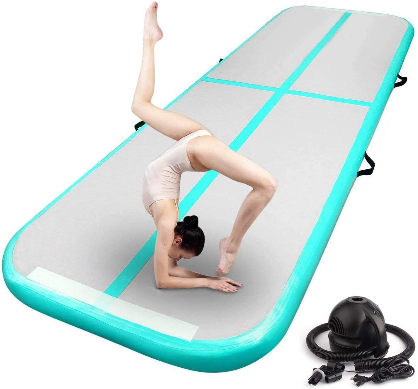 Air Mat Tumble Track Inflatable Training Mat 4 inch Thickness With Carry Bag Electric Pump For Home Use Water Exercise Gymnastics Mats Air Track Tumbling Mat Yoga Cheerleading 