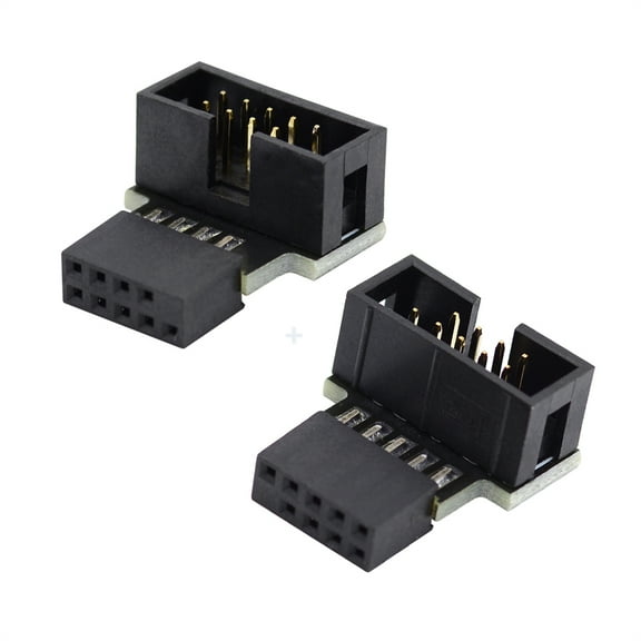 FVH 1set Down & Up Angled USB 2.0 10Pin 9Pin Header Male to Female Extension Adapter 90 Degree for Motherboard