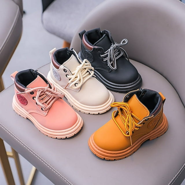 Botas Martin para niños otoño e invierno niñas Joker pequeñas botas amarillas niños retro