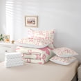 thumbnail image 6 of jejeloiu Ribbon Bowknot Print 7pcs Bedding Comforter Set,Pink Beige Queen Bedding Sets For Kids Reversible, 6 of 8