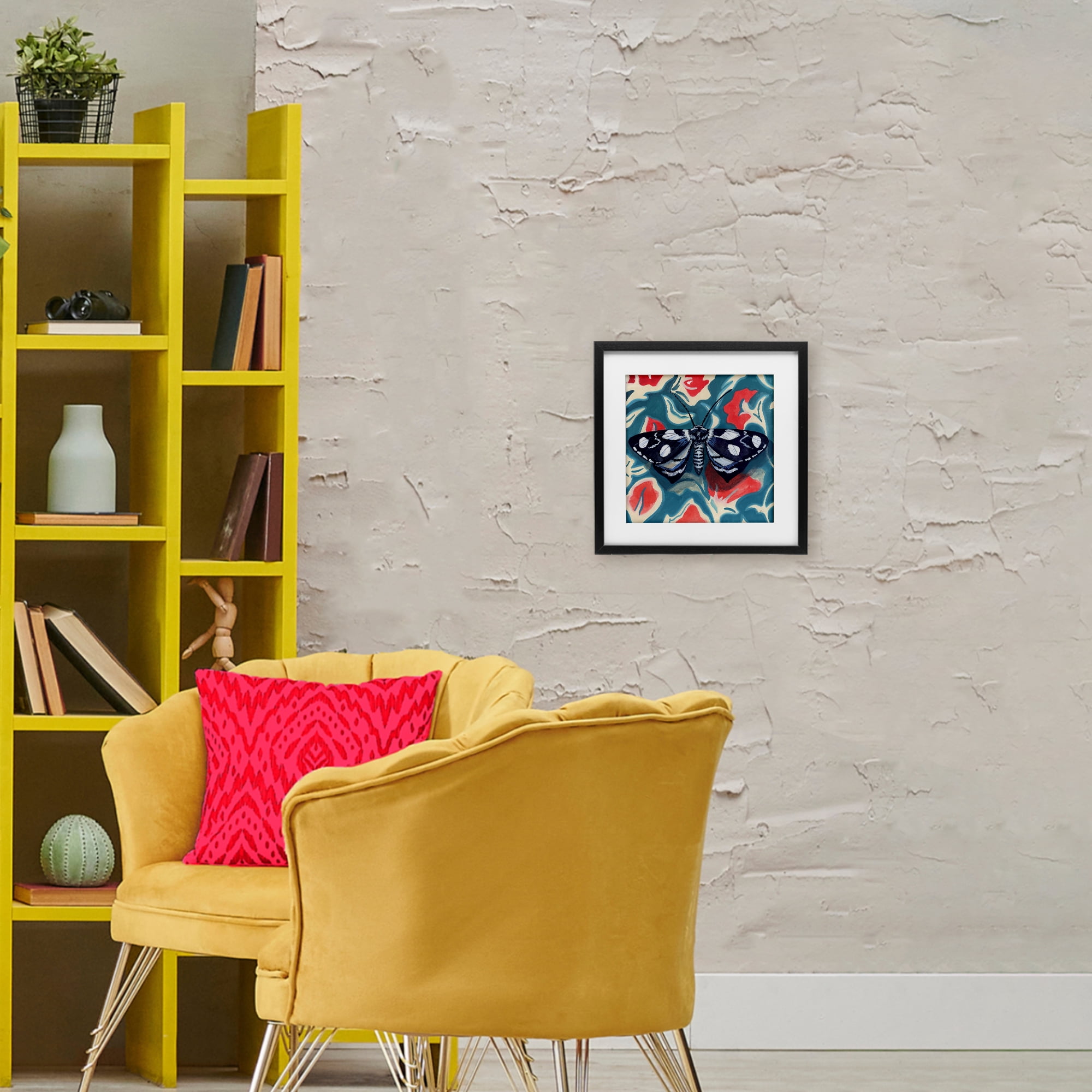 Stupell Industries Symmetrical Moth On Beautiful Flowers Black Framed Print Under Glass, design by Kate Jarvik Birch