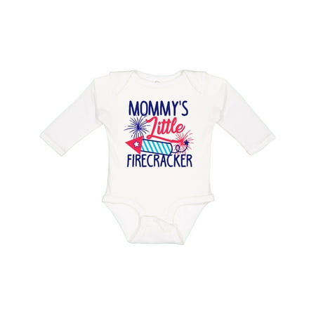 Inktastic Mommys Little Firecracker with Rocket and Fireworks Boys or Girls Long Sleeve Baby Bodysuit