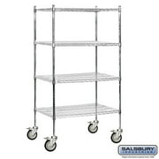Salsbury Industries 9634M-CHR 36 inch W x 80 inch H x 24 inch D Wire Shelving - Mobile - Chrome