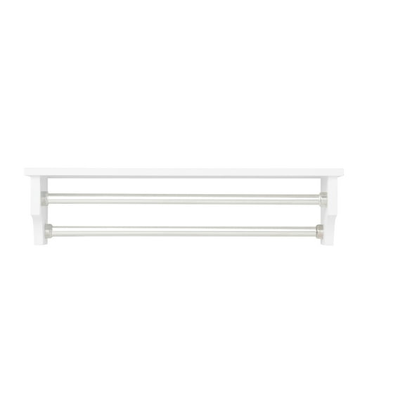 Alaterre 27" W Bathroom Shelf with 2 Towel Rods, Chrome