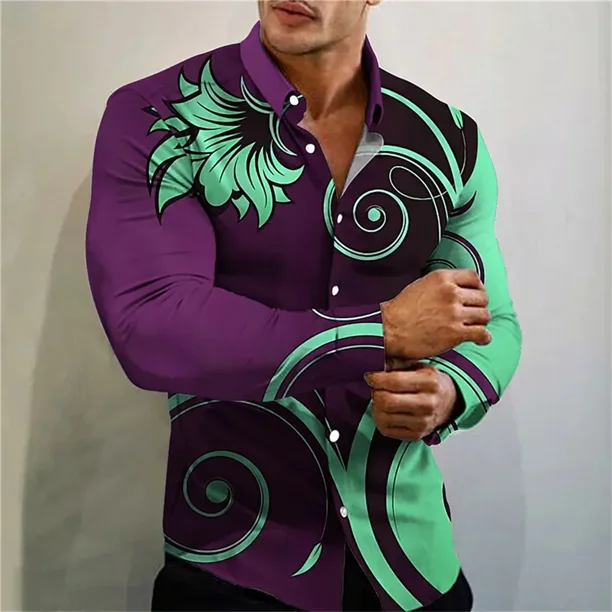 Nueva camisa de manga larga para hombre con botones tipo polo con estampado 3D de alta calidad y diseño de moda para fiestas sociales 2024
