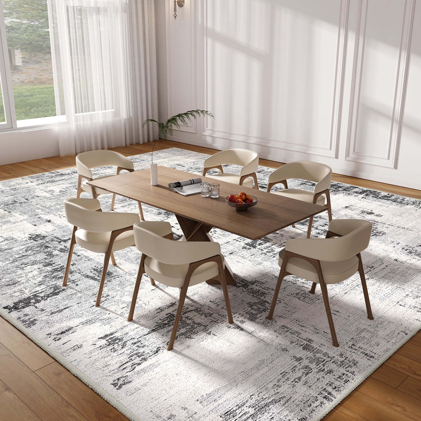 Cozylore 6'x9' Area Rugs for Living Room Distressed Abstract Machine Washable Rugs Low Pile Non Slip Carpet for Bedroom Dining Room