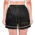 thumbnail image 3 of Women's Satin Pajama Shorts Art Deco Gold with Pockets, Elastic Waist Sleep Lounge Shorts, 3 of 7