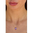 thumbnail image 4 of 18K Gold Plated Sterling February Lab Created Amethyst Emerald Cut Birthstone Necklace In Box, 4 of 5