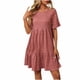 thumbnail image 2 of mfyjkho Vestidos midi para mujer, Vestido de patchwork con cuello redondo, mangas cortas y pantalones cortos lisos para mujer Vestidos de otoño xxl, 2 of 7