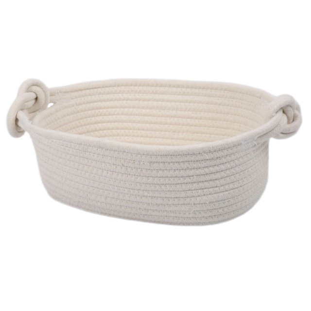 Cesta tejida decorativa Yongwei, cesta de almacenamiento tejida, cesta de cuerda de algodón con asa para guardería, pañales, mantas, juguetes y llaves.