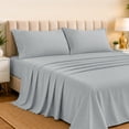 thumbnail image 3 of Lux Decor Rayon from Bamboo Blend Queen Sheets Deep Pockets - 4 Piece Cooling Bed Sheets Set, Gray, 3 of 9