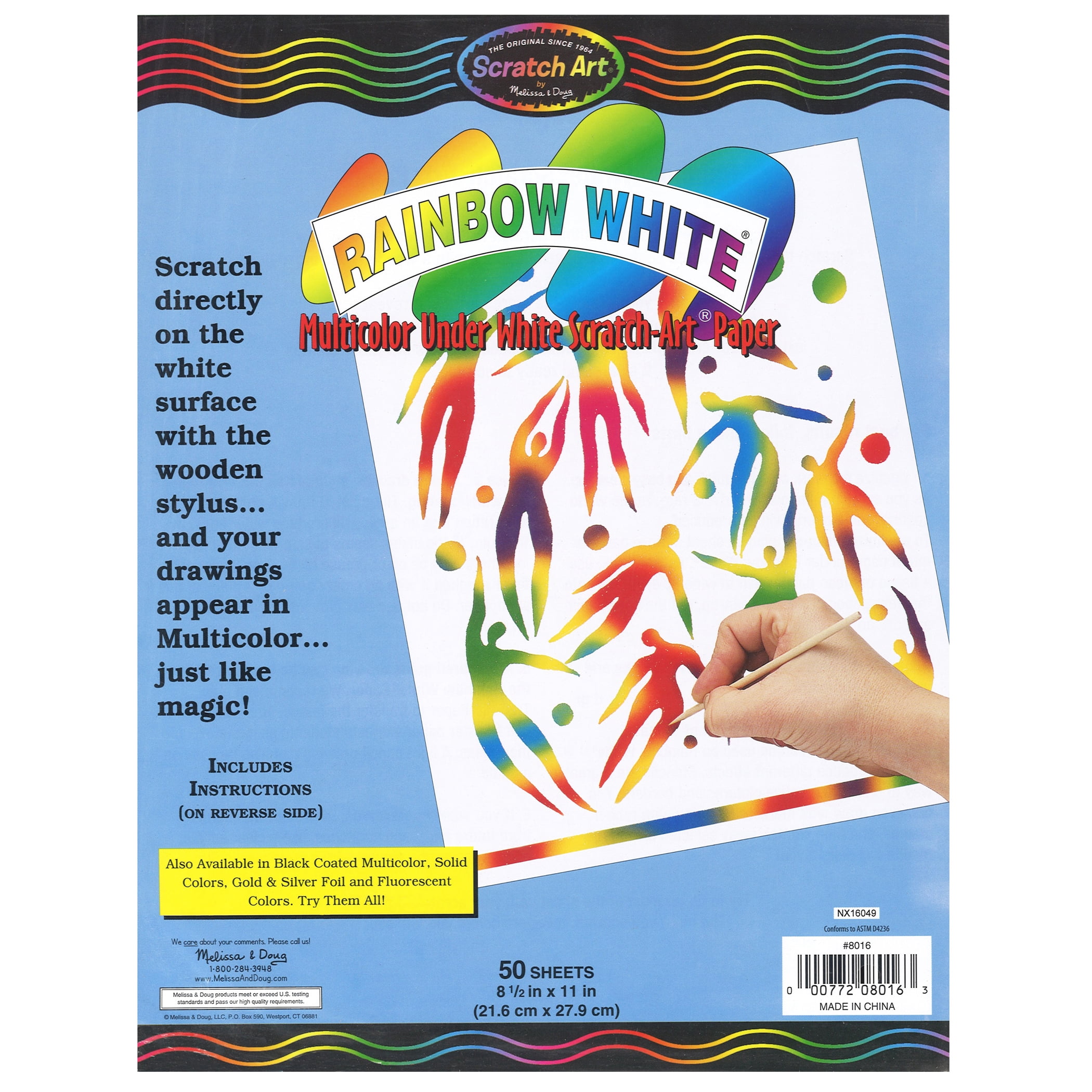 Scratch Art Paper Rainbow White, 50 Sheets