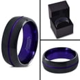 thumbnail image 4 of P. Manoukian Tungsten Wedding Band Ring 8mm for Men Women Purple Black Domed Brushed Polished Lifetime Guarantee Size 8.5, 4 of 4