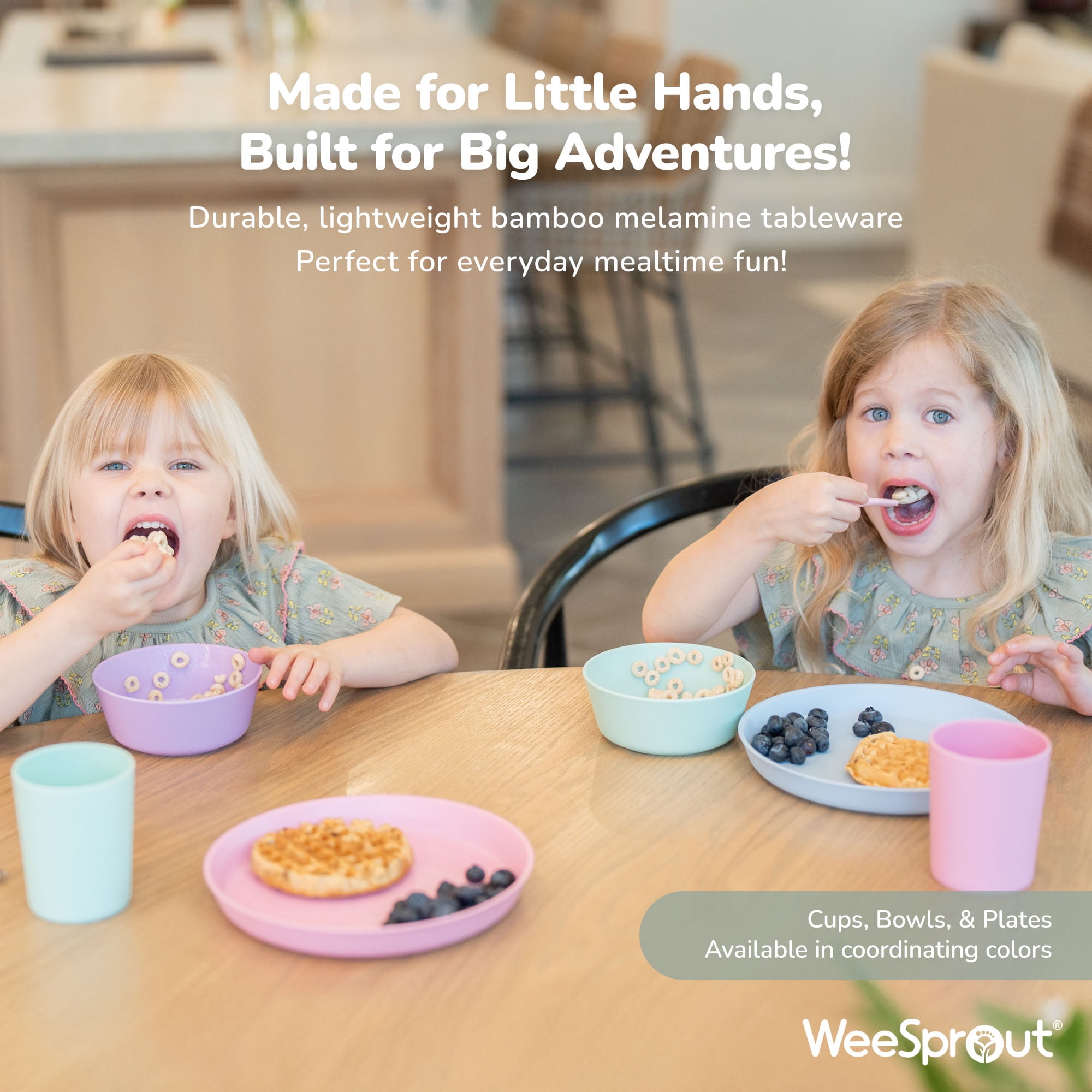 Weesprout Toddler Sippy Cups with Lids, Made with Bamboo, 10oz, Set of 4