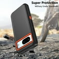 thumbnail image 2 of Xhy Google Pixel 8 Case with Belt Clip Holster Military Grade Heavy Duty Protection 3 in 1 Shockproof Armor Rugged Durable Detachable for Pixel 8 Phone - Black+Orange, 2 of 7