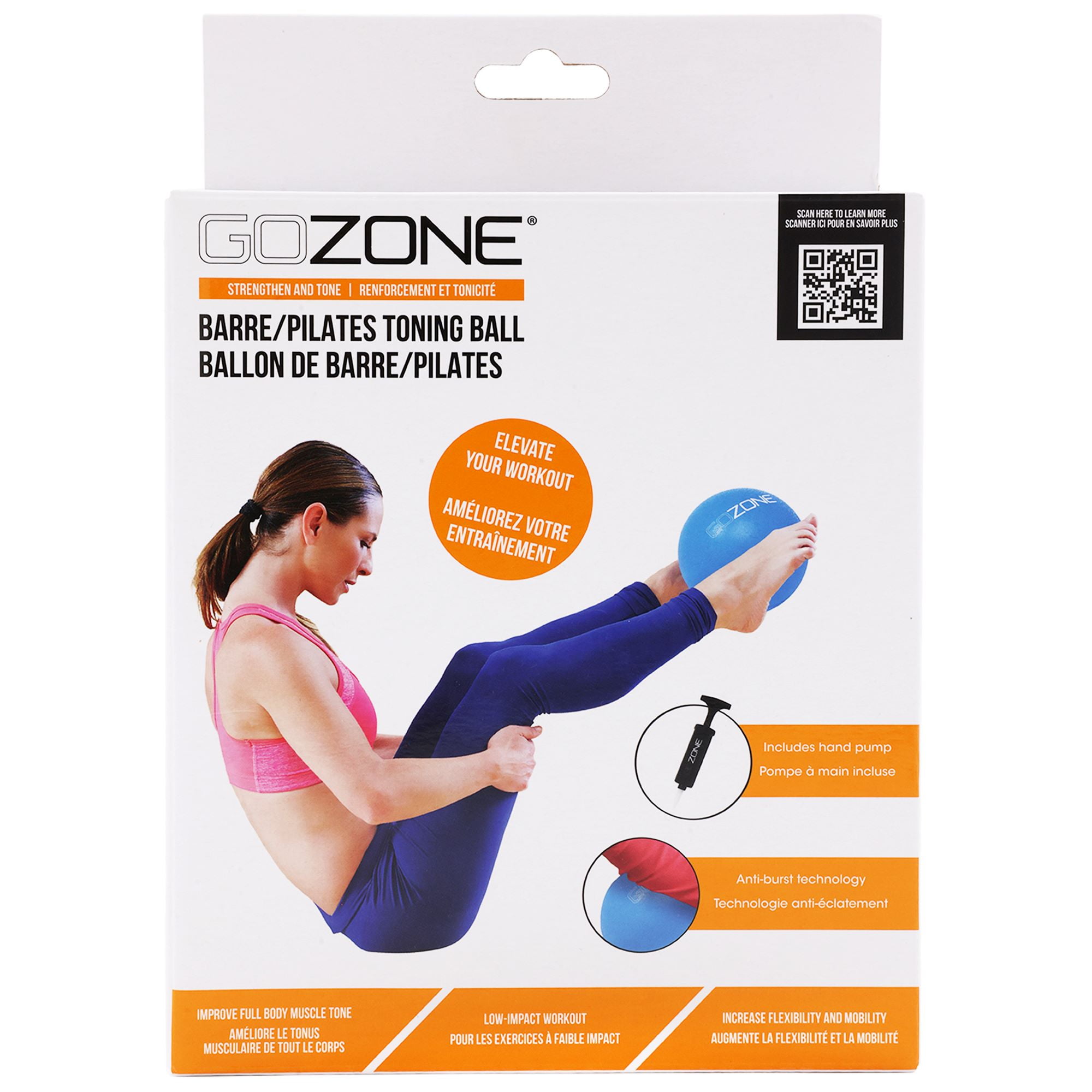GoZone Exercise Ball for Pilates, Balance Ball for Toning, Yoga and Barre, Anti Burst, Includes Hand Pump, Blue, 9 Inch