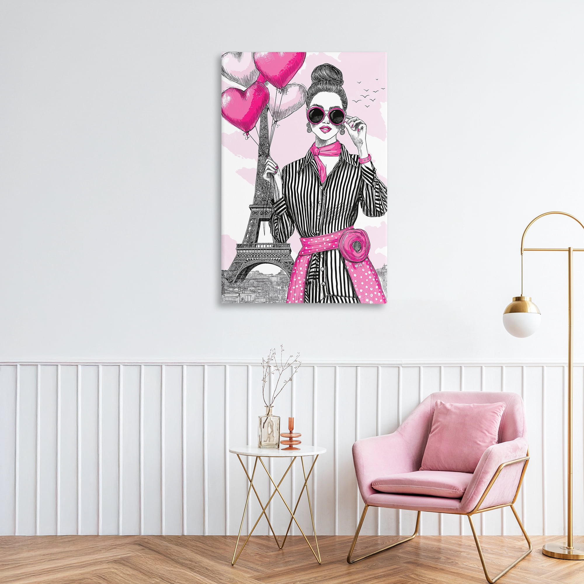 Stupell Industries Parisian Chic Woman with Balloons Canvas Wall Art, design by Jess Stempel