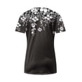 thumbnail image 5 of Womens Short Sleeve Tops Floral Print Summer T Shirts Round Neck Top with Lace Panel Dressy Casual Blouses Camisetas Para Mujer, 5 of 5