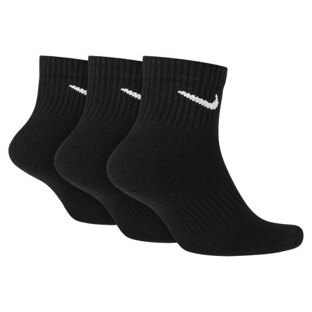 ナイキ ソックス 靴下 3P エブリデイ クッション クウォーター ソックス SX7667 010 ： ブラック NIKE