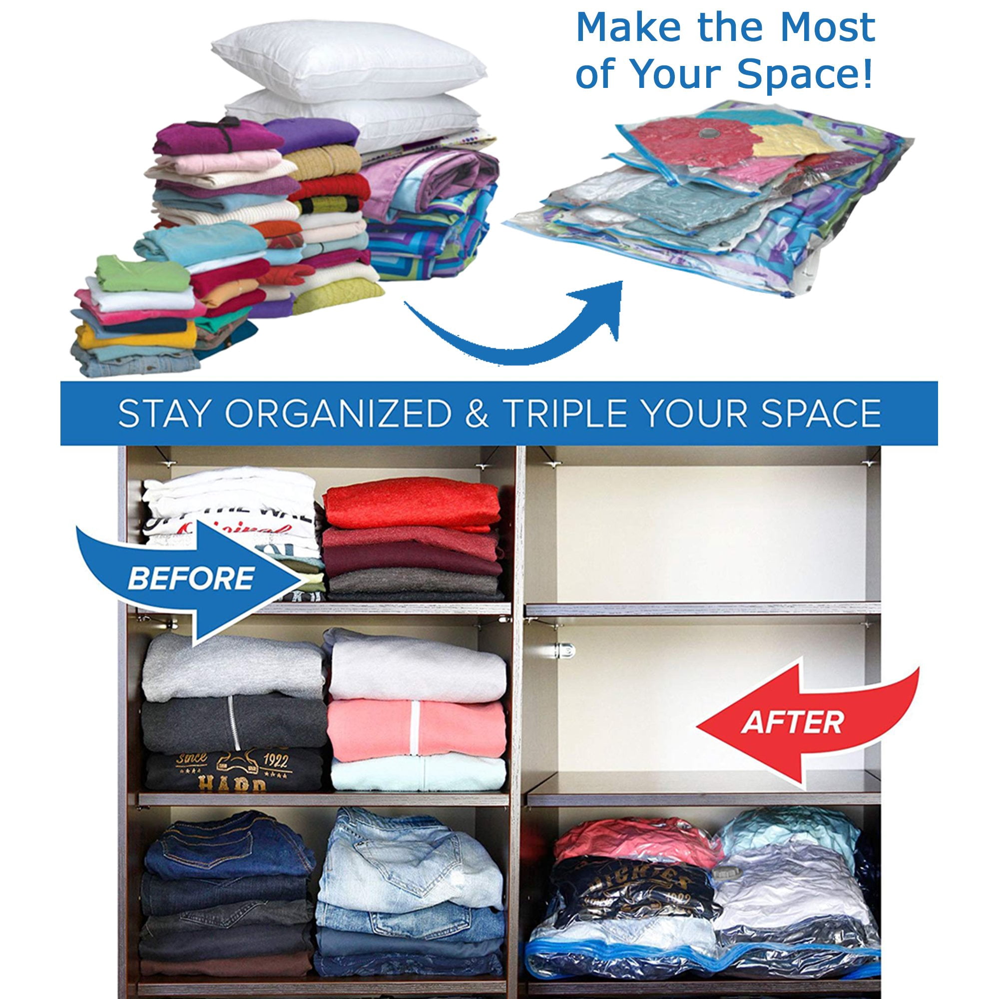 60 Super Value Pack Large 28"x20" Vacuum Storage Bags Reduces Space by up to 300%
