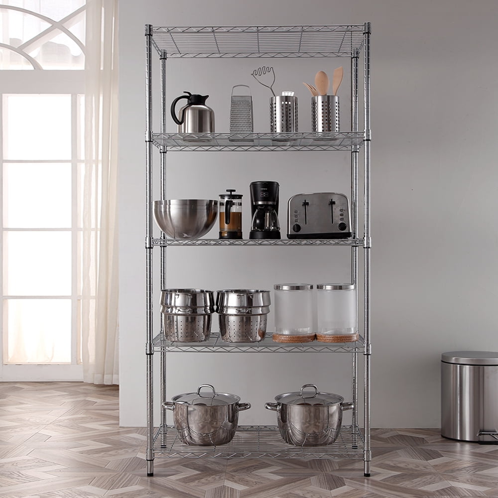 5 tier chrome utility wire shelving unit 18x36x72in