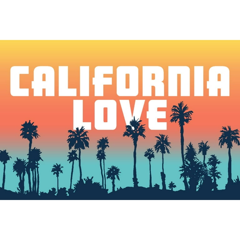 California Love, Palm Trees, Aqua Horizon (16x24 Giclee Gallery