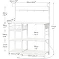 thumbnail image 3 of Bakers Rack with Power Outlet, 35.4 Inches Coffee Bar with Mesh Basket, Microwave Stand with 4 S-Shaped Hooks, Kitchen Bakers Rack with Storage, Easy to Assemble, White, 3 of 17