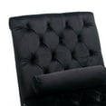 thumbnail image 4 of Modern Velvet Leisure Concubine Sofa with Acrylic Feet, Upholstered Sofa Recliner with Nailhead Trim and Pillow for Bedroom, Living Room and Lounge Room, Black, 4 of 7